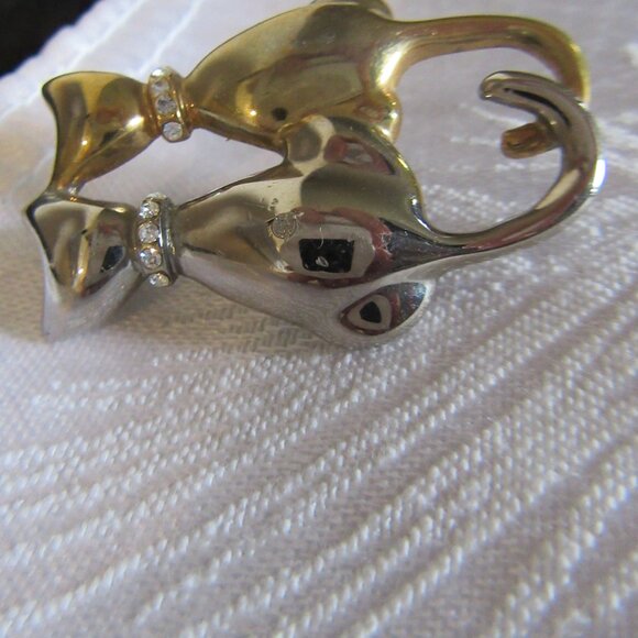 Two Cats Liz Claiborne Vintage Brooch Pin - Picture 8 of 10